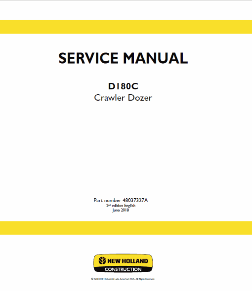 New Holland D180C Crawler Dozer Service Manual