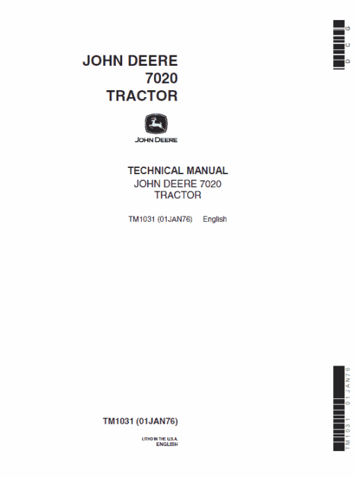 John Deere 7020 Tractor Repair Technical Manual (TM1031)