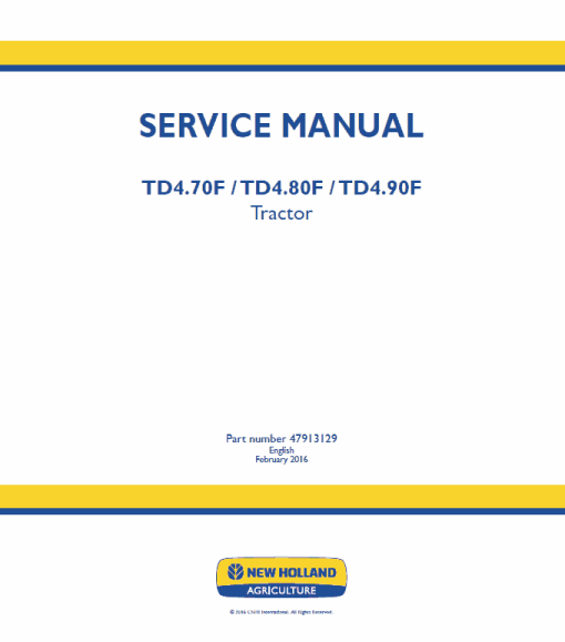 New Holland TD4.70F, TD4.80F, TD4.90F Tractor Service Manual