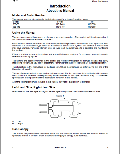 JCB 530-70, 530-110 Telescopic Handlers Loadalls Repair Service Manual - Image 2