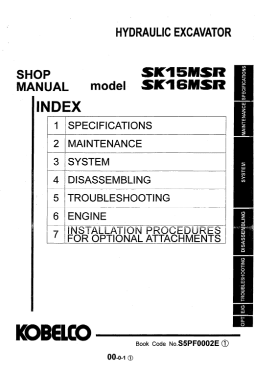 Kobelco SK15MSR and SK16MSR Excavator Service Manual