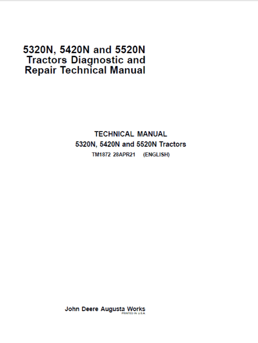 John Deere 5320N, 5420N, 5520N Tractor Repair Technical Manual