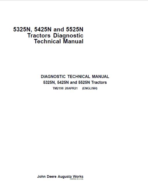 John Deere 5325N, 5425N, 5525N Tractors Repair Technical Manual