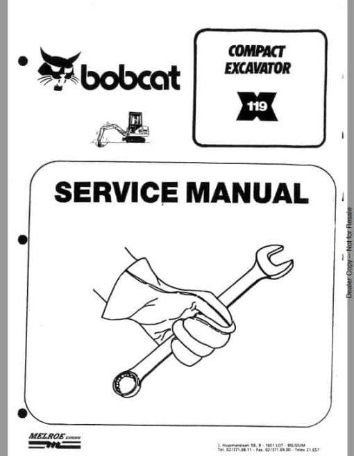 Bobcat 119 Compact Excavator Service Repair Manual