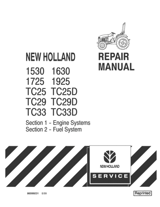 New Holland TC25, TC29, TC33 Tractor Service Manual