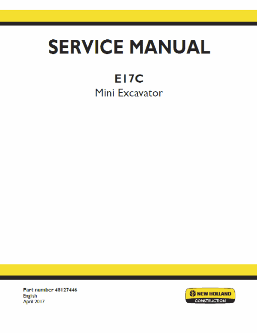 New Holland E17C Mini Excavator Service Manual