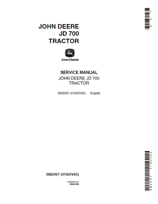 John Deere JD 700 Tractor Repair Technical Manual SM2067