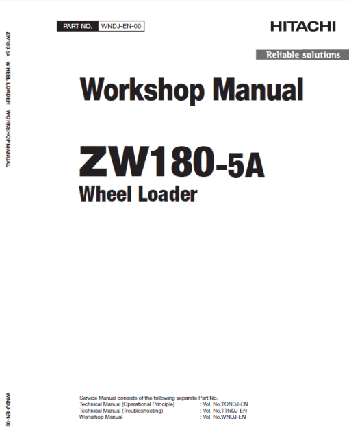 Hitachi ZW180-5A, ZW180-5B Wheel Loader Service Repair Manual