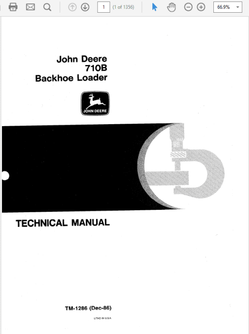 John Deere 710B Backhoe Loader Repair Technical Manual (TM1286)