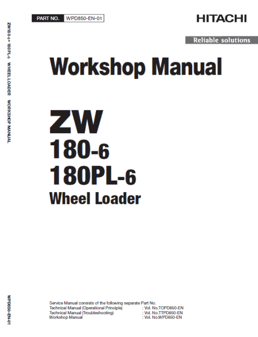 Hitachi ZW180-6 Wheel Loader Service Repair Manual