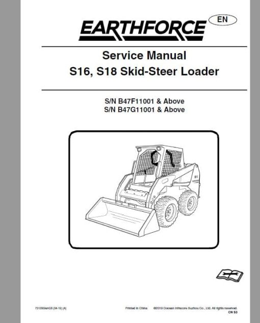 Bobcat Earthforce S16, S18 Skid-Steer Loader Service Repair Manual - Image 2