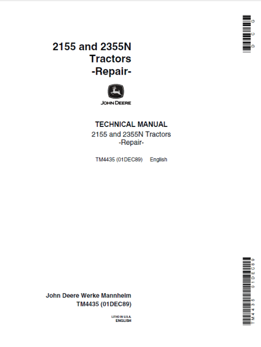 John Deere 2155, 2355N Tractors Repair Technical Manual