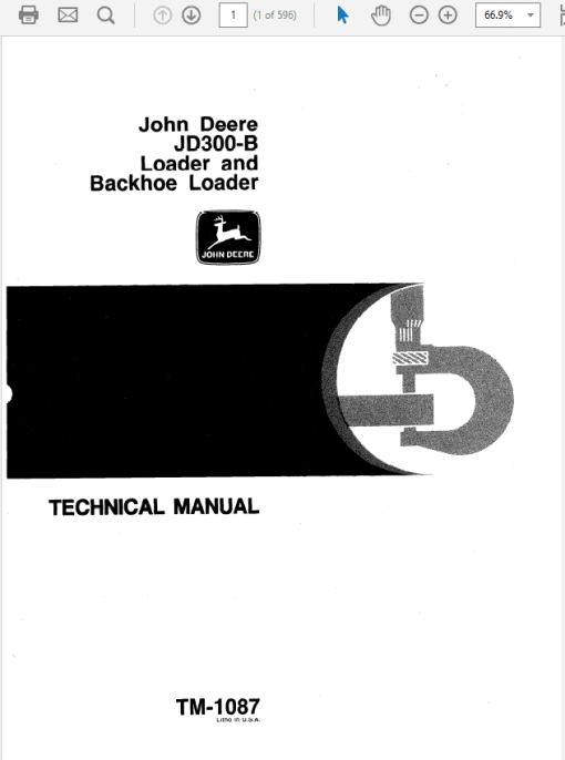 John Deere 300B Backhoe Loader Repair Technical Manual (TM1087)