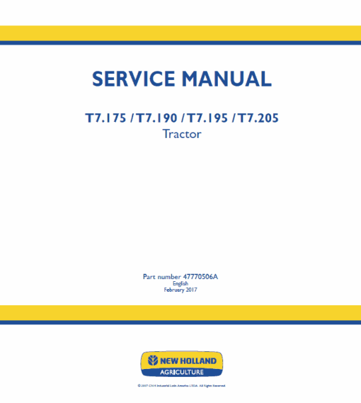 New Holland T7.195, T7.205 Tractor Service Manual - Image 2