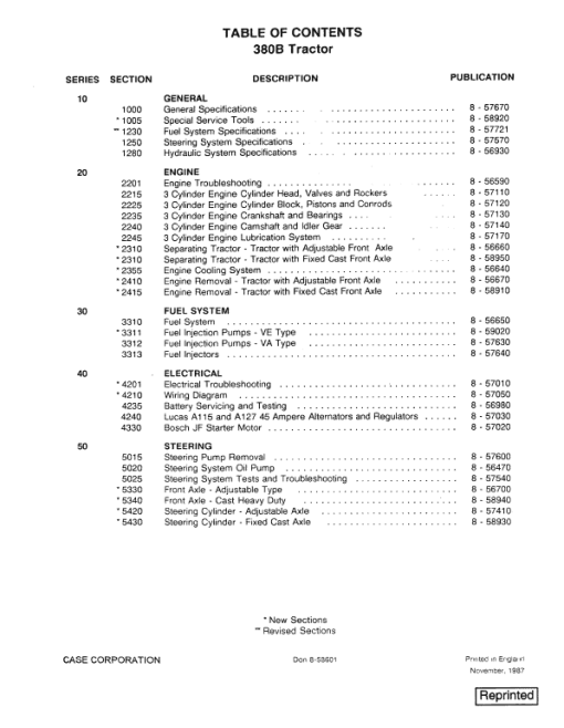 Case 380B Tractor Service Manual