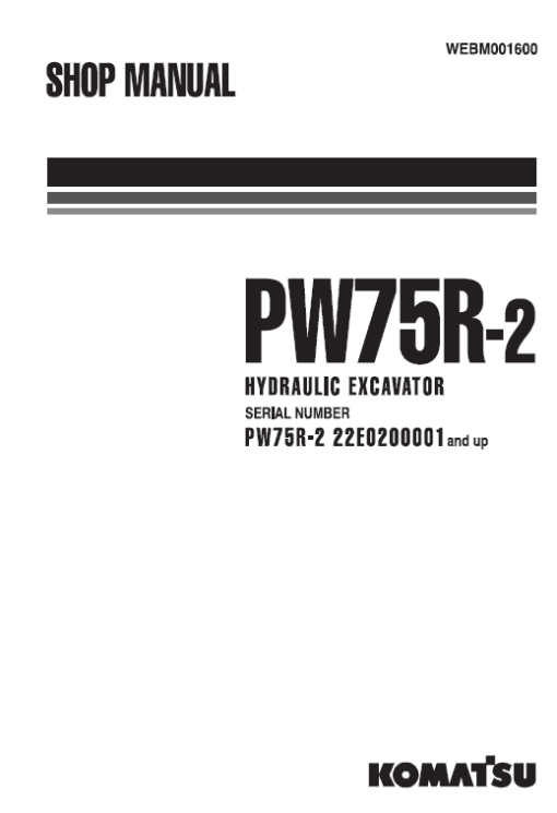 Komatsu PW75R-2 Excavator Service Manual