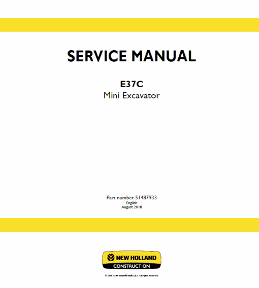 New Holland E37C Mini Excavator Service Manual