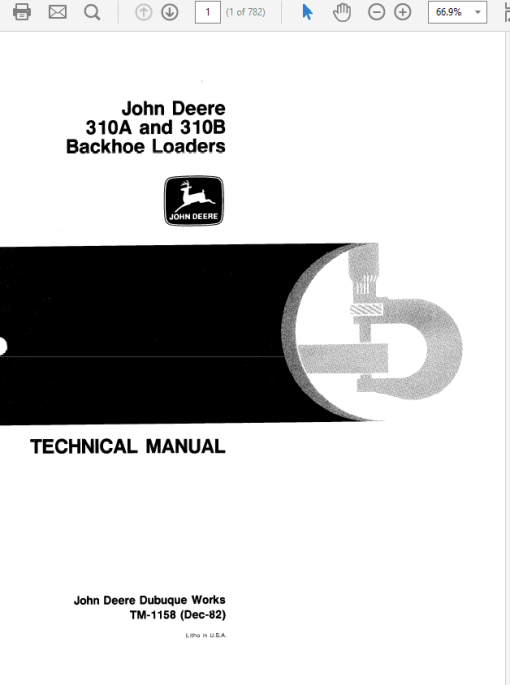 John Deere 310A, 310B Backhoe Loaders Technical Manual (TM1158)