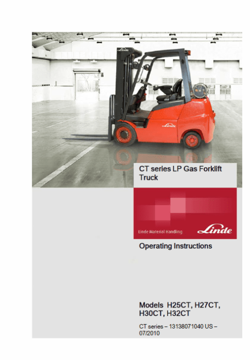 Linde Type 1313 CT Series Forklift Truck: H25CT, H27CT, H30CT, H32CT Repair Service Manual - Image 2