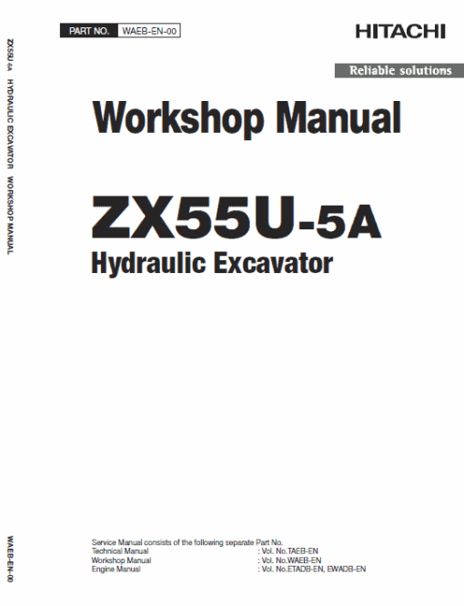 Hitachi ZX55U-5A Mini Excavator Service Repair Manual