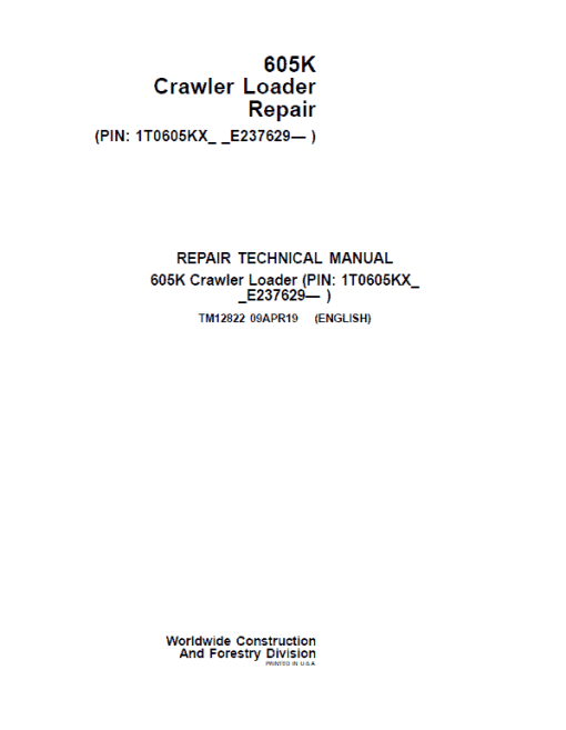 John Deere 605K Crawler Loader Technical Manual (SN. from E237629) - Image 2