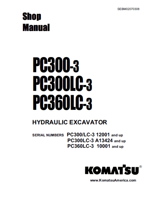 Komatsu PC300-3, PC300LC-3, PC360LC-3 Excavator Service Manual