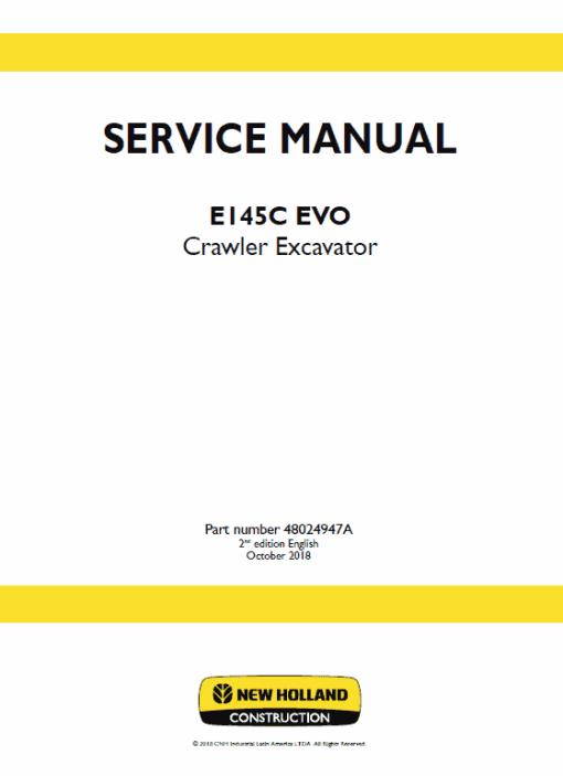 New Holland E145C Evo Excavator Service Manual