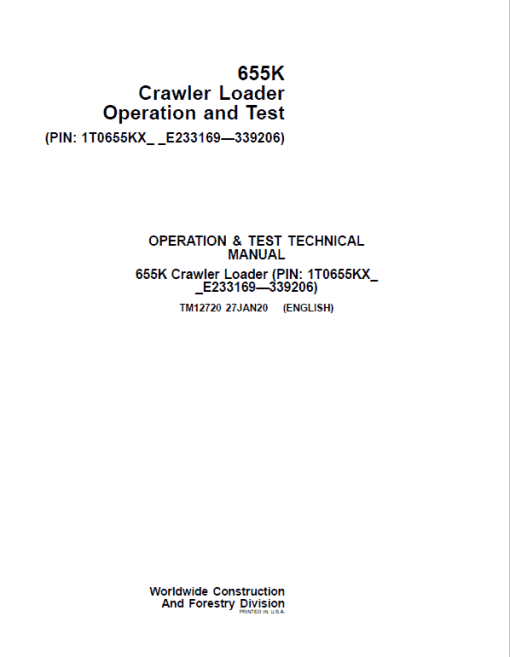 John Deere 655K Crawler Loader Technical Manual (SN. from E233169-E339206) - Image 2