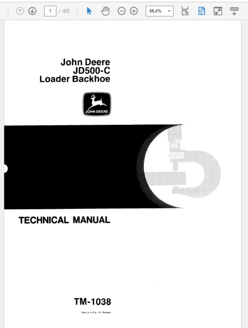 John Deere 500C Backhoe Loader Repair Technical Manual (TM1038)