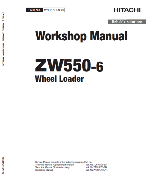 Hitachi ZW550-6 Wheel Loader Service Repair Manual