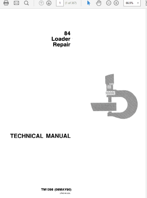 John Deere 84 Loader Repair Technical Manual (TM1397 and TM1398)