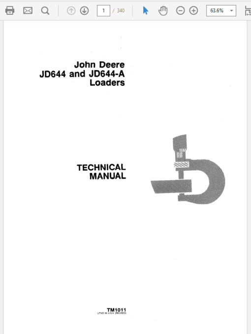 John Deere 644, 644A Loader Repair Technical Manual (TM1011)