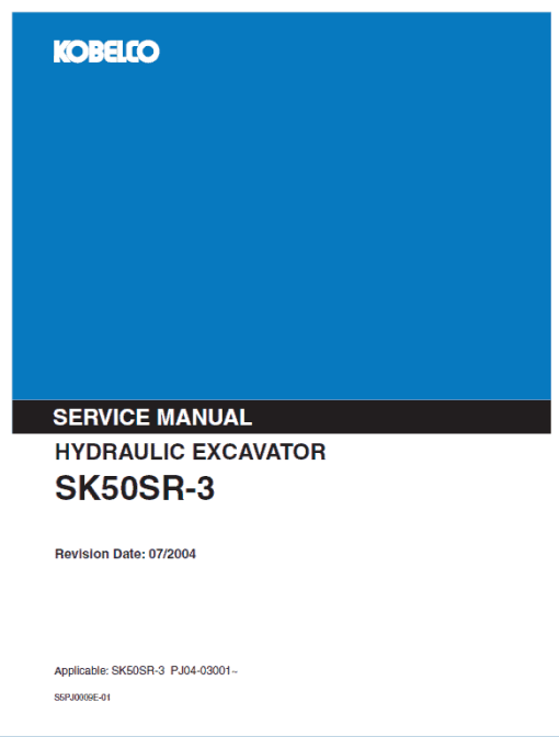 Kobelco SK50SR-3 Excavator Service Manual