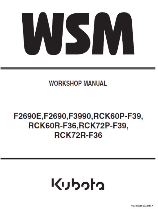 Kubota F2690, F2690E, F3990 Front Mower Workshop Manual