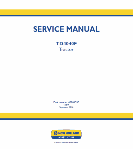 New Holland TD4040F Tractor Service Manual