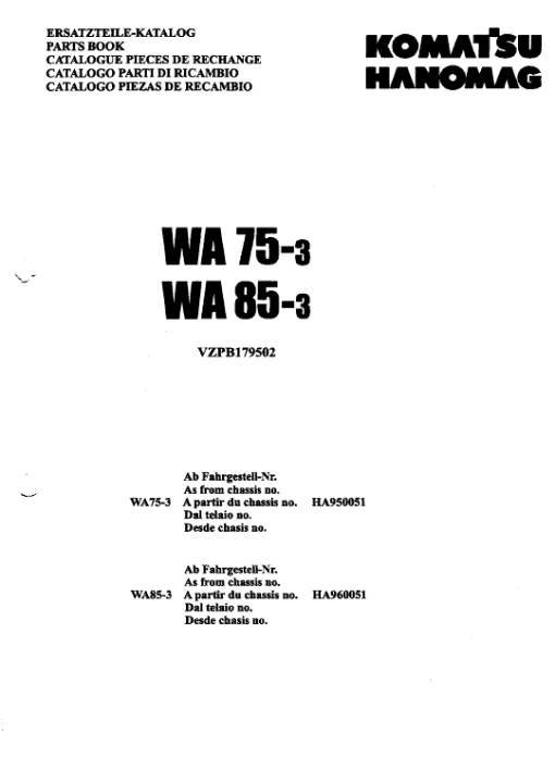 Komatsu WA85-3 Wheel Loader Service Manual