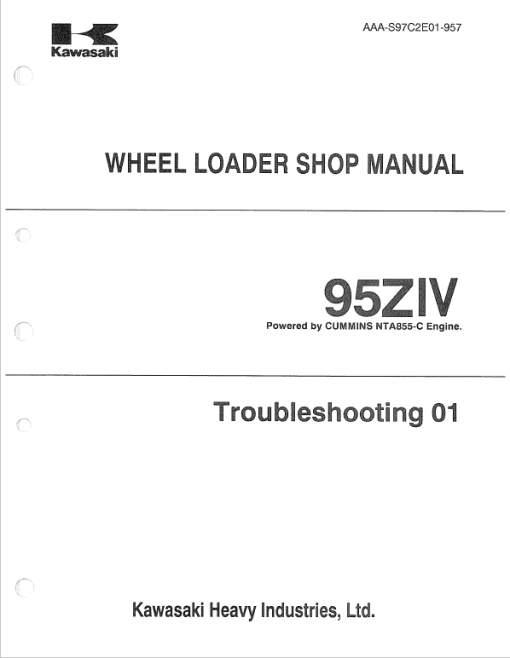 Kawasaki 95ZIV Wheel Loader Repair Service Manual