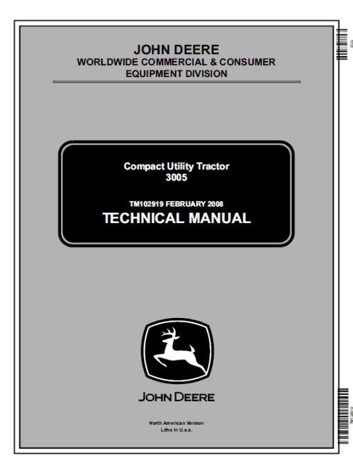 John Deere 3005 Compact Utility Tractor Repair Technical Manual