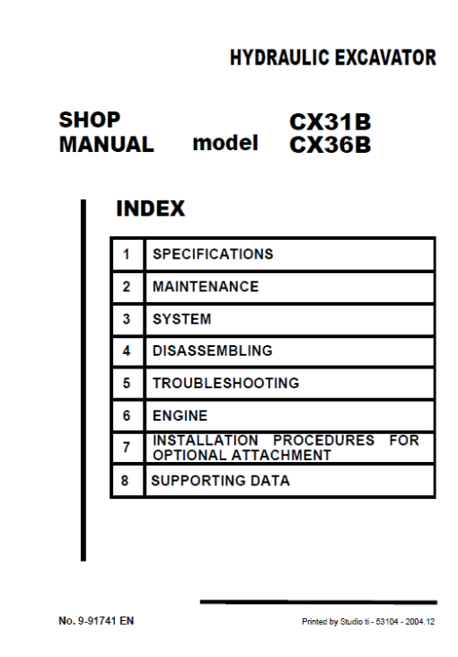 Case CX36B Excavator Service Manual - Image 2