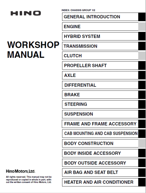 Hino Truck 2015 COE HEV Service Manual