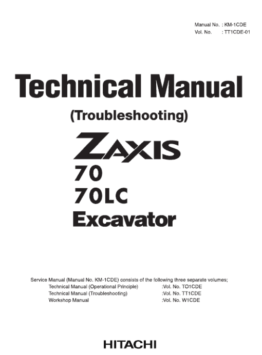 Hitachi ZX70 Excavator Service Repair Manual