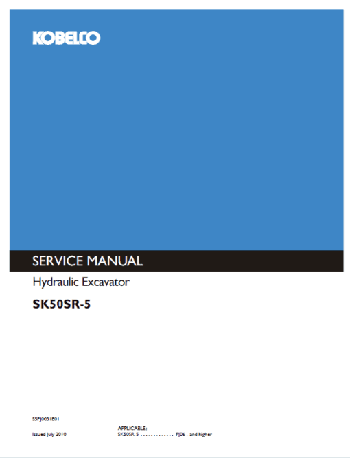 Kobelco SK50SR-5 Excavator Service Manual