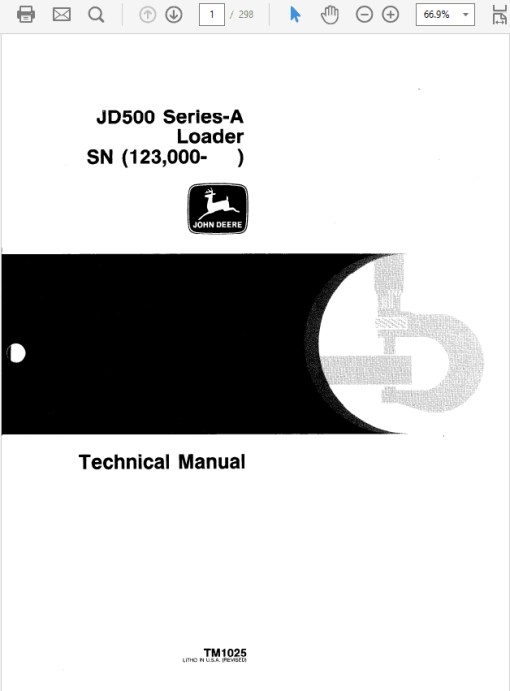 John Deere 500A Loader Repair Technical Manual (TM1025)