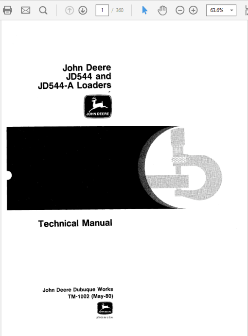 John Deere 544, 544A Loader Repair Technical Manual (TM1002)