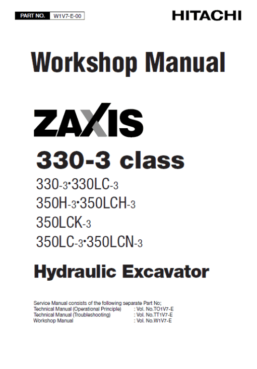 Hitachi ZX330-3, ZX330LC-3 Excavator Service Repair Manual