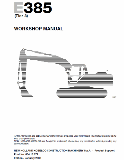 New Holland E385 Tier 3 Excavator Service Manual