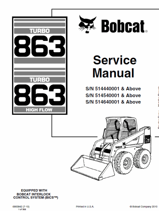 Bobcat 863 and 863H Skid-Steer Loader Service Manual - Image 3