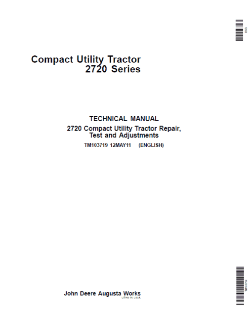 John Deere 2720 Compact Utility Tractor Repair Technical Manual (S.N 106005-)