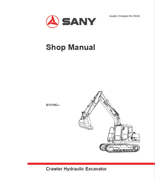 Sany SY215C-LC Hydraulic Excavator Repair Service Manual