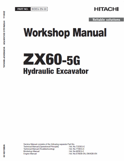 Hitachi ZX60-5G Excavator Service Repair Manual